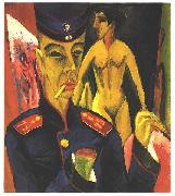 Ernst Ludwig Kirchner Self-portrait as a Soldier Spain oil painting artist